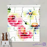 پرده زبرا تصویری طرح گل آبرنگی کد pt014