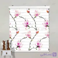 پرده زبرا تصویری طرح گل مگنولیا کد pt017
