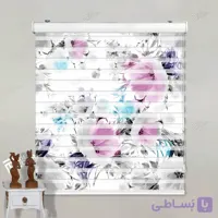 پرده زبرا تصویری طرح گل آبرنگی کد pt024