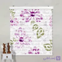پرده زبرا تصویری طرح گل بنفش کد pt005