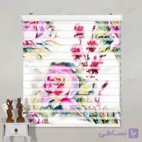 پرده زبرا تصویری گل‌های آبرنگی کد pt012