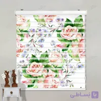 پرده زبرا تصویری طرح گل آبرنگی کد pt015