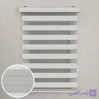پرده زبرا پلیسه سفید شیری با لمه نقره ای T2114