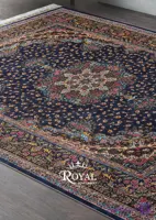 فرش رویال گلد کلکسیون 1500 شانه طرح گنجینه سرمه ای