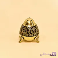 نمکدان برنجی میناکاری تخم مرغی طرح تاج