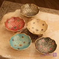 کاسه دورو برنجی میناکاری نیلوفر
