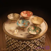 کاسه دورو برنجی طلایی مدل گل کنگره