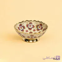 کاسه برنجی میناکاری دورو طرح خورشید