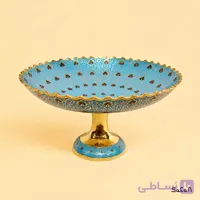 میوه خوری برنجی میناکاری پایه دار طرح تاج