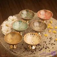 کاسه برنجی طلایی پایه دار دورو مدل نارون