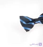 پاپیون طرح دار مردانه ساتن رنگ مشکی-آبی BT1074
