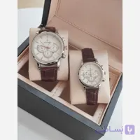 ست ساعت مچی مردانه زنانه رومانسون Romanson چرم قهوه ای