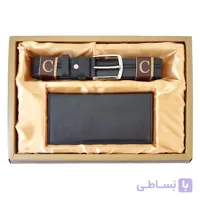 ست دو تکه کیف پول و کمربند چرم مردانه ST105