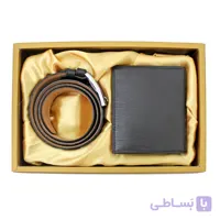 ست کیف پول جیبی و کمربند چرم مردانه ST106