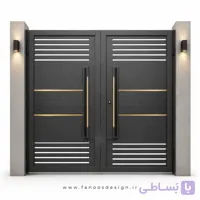 درب حیاط با شیارهای افقی سایز 220*300 با رنگ مشکی – کد 30533
