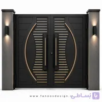 درب آهنی حیاط جدید با طراحی خاص سایز 220*300 با رنگ مشکی – کد 30523