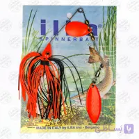 لانسه ماهیگیری ۱۹ گرم ایلبا Ilba ایتالیا مدل SPINNERBAITS TANDEM Red-Fluorange/Black blade Copper