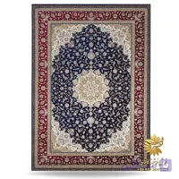 فرش سورمه ای ماشینی 1500 شانه حاشیه مسی کد 7521