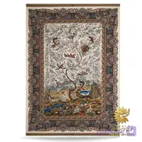 فرش طرح باغ پرندگان 1500 شانه کرم رنگ کد 7513