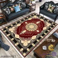 فرشینه قرمز طلایی طرح فرش 1200 شانه مدل آریانمهر