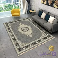 فرشینه طرح فرش طلاکوب با زمنیه دودی کد 8090