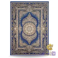 فرش 1500 شانه آبی ابریشمی طرح دستباف کد 7548
