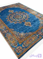 فرش ابریشم طرح درسا رنگ آبی 1700 شانه تراکم 5100 کد v126