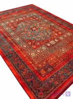 فرش هلنا طرح باغ گلستان قرمز معادل 77 رج دستبافت کد 25NH0010