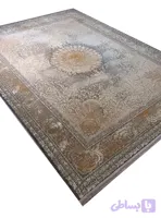 فرش ابریشم وینتیج طرح جورجینیا رنگ مسی 1500 شانه کد 2552