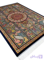 فرش ابریشم خشتی طرح باغ نظر 1700 شانه تراکم 5100 کد Q110