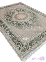 فرش کهنه نما طرح آرماند رنگ کرم سبز گل برجسته 700 شانه کد 71240