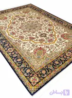 فرش ابریشم طرح ماهور رنگ کرم 1700 شانه تراکم 5100 کد Q150