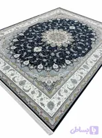 فرش اصفهان طرح گلسان سرمه ای 1500 شانه گل برجسته کد 551616