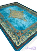 فرش فرانسوی طرح سلطان 1200 شانه رنگ فیروزه ای کد 25CN0170