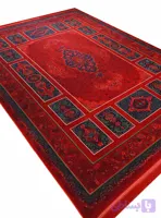 فرش ماشینی طرح گبه کتیبه رنگ لاکی سبز حاشیه سرمه ای 1200 شانه کد 907