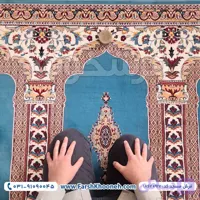 فرش سجاده ای محرابی آبی فیروزه ای 700 شانه 2550 کد 917