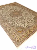 فرش ابریشم طرح ماندگار رنگ کرم 1700 شانه تراکم 5100 کد Q201