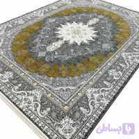 فرش طرح شمس وینتیج زغالی 1500 شانه تراکم 4500 کد 3105508