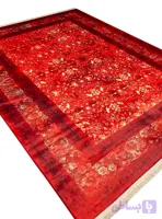 گبه ماشینی طرح ترکمن گلدار 1000 شانه رنگ لاکی کد 900452