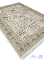 فرش ماشینی طرح خشتی رنگ کرم سبز 700 شانه کد 71243