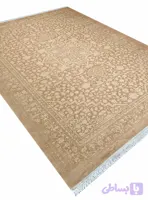فرش وینتیج طرح روبی رنگ بژ سفید 1200 شانه کد 12850