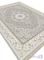 فرشینه طرح فرش ترنج دار رنگ طوسی کد Y1557