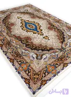 فرش ابریشم طرح فراز رنگ کرم 1700 شانه تراکم 5100 کد v142