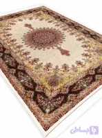 فرش ابریشم طرح گلریز رنگ کرم 1700 شانه تراکم 5100 کد Q516