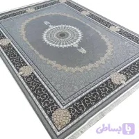 فرش طلاکوب طرح آذر رنگ نقره ای 1200 شانه گل برجسته کد 1820