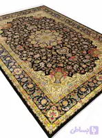 فرش ابریشم طرح ماهک رنگ سرمه ای 1700 شانه تراکم 5100 کد Q149