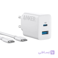 شارژر دیواری دو پورت انکر مدل Anker B2348K21 20W به همراه کابل تایپ سی