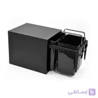 سطل زباله دومخزنه مشکی متوسط تمام کاور ریل تاندم (46لیتری) – مایا