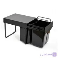 سطل زباله مشکی دو مخزنه ریلی متوسط (46 لیتری) – الیسا