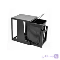 سطل زباله بزرگ مشکی ریل کف تاندم تک مخزنه (36 لیتری) – زانکو